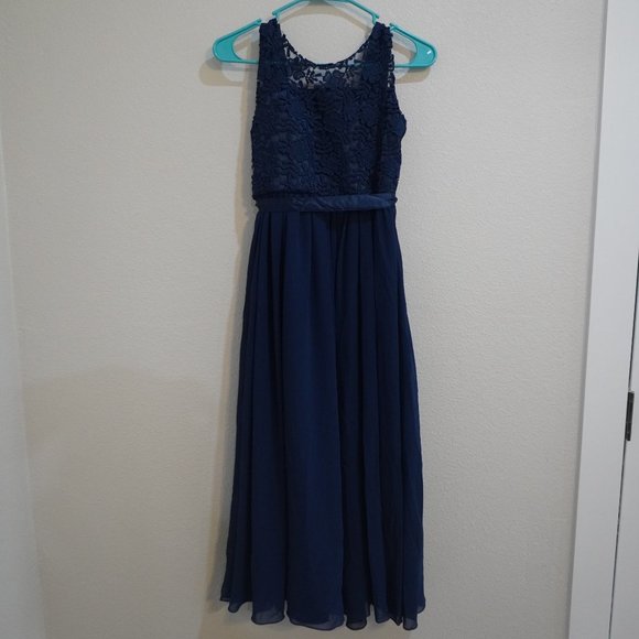 Girls (Juniors) Formal Blue Lace Dress - Size 12 - Picture 3 of 11